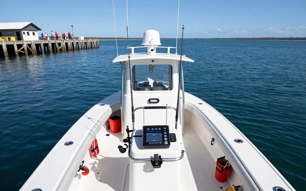 Centre console boat prepared for offshore fishing and heavier loading