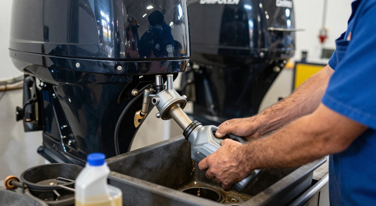 Changing engine oil and oil filter on an outboard