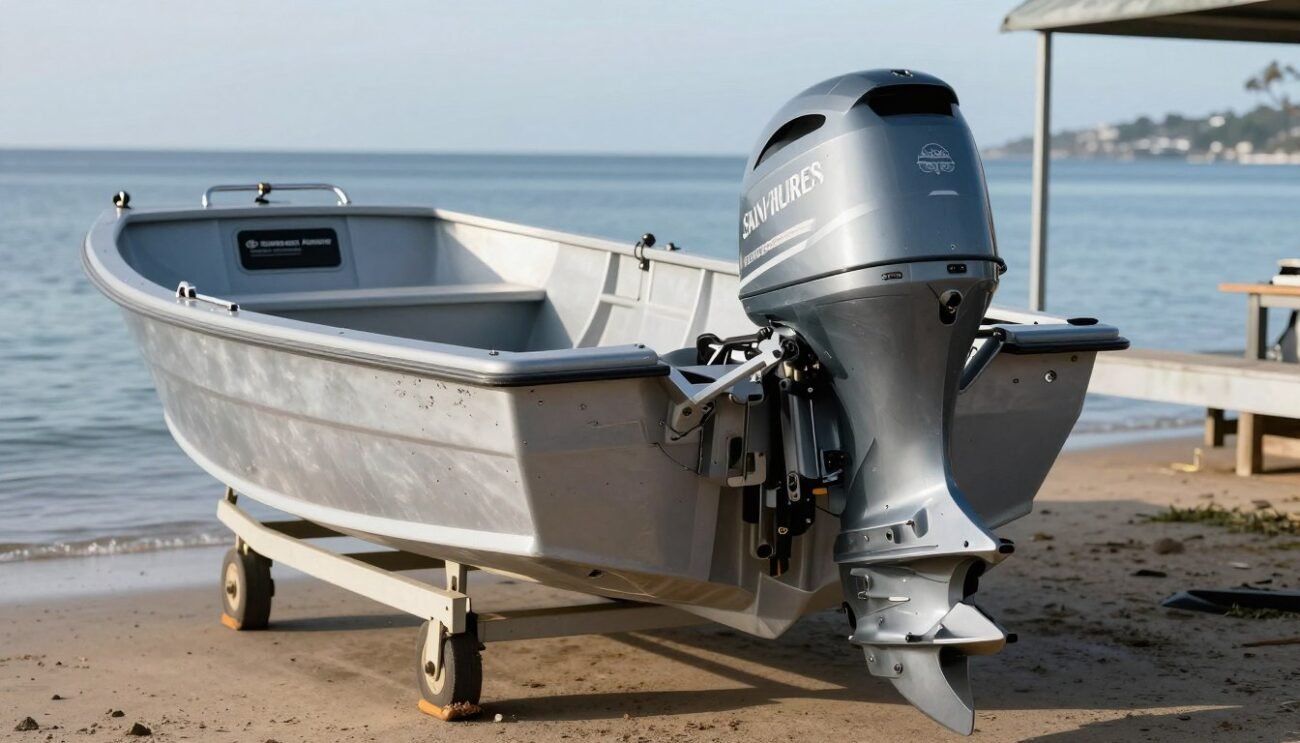 How many hours is too many on a used outboard motor beside an Australian fishing boat