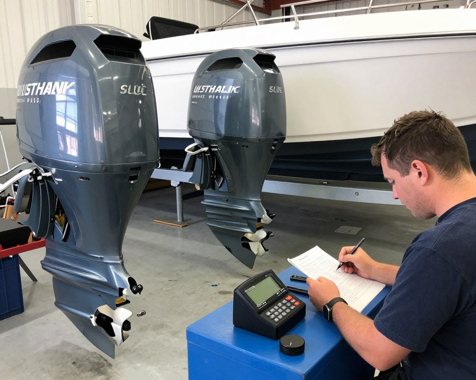Used outboard motors inspected before matching to a boat